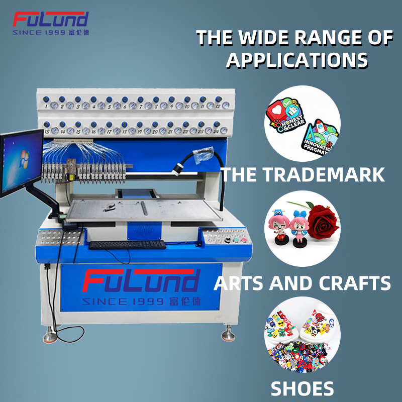 Factory automatic dispening machine pvc silicone drip Soft PVC custom made rubber brooch with logo making machine